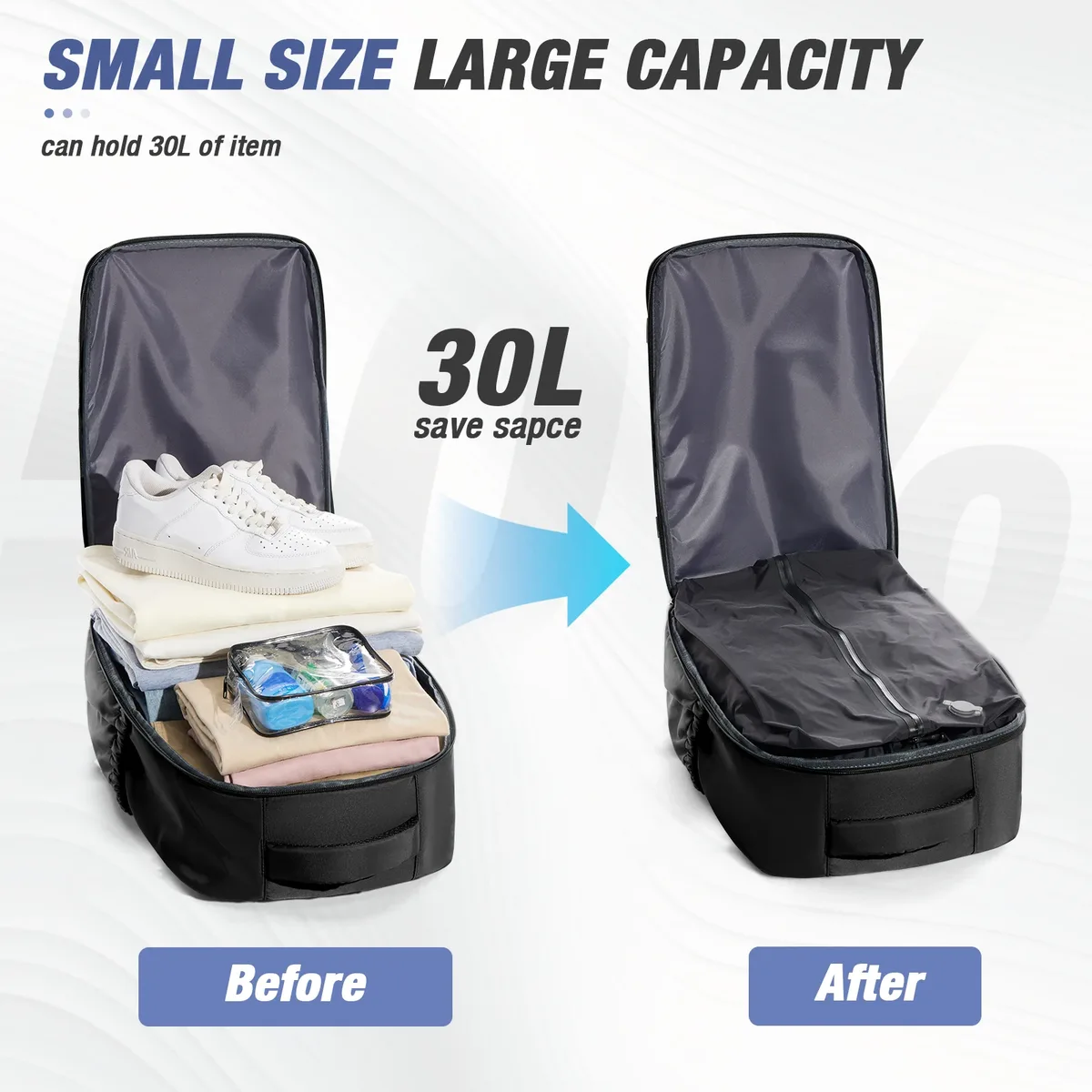 sac à dos de compression sous vide pour homme, sac à dos pour ordinateur portable 15,6 pouces, sac à dos de randonnée extensible, sac à dos de voyage sous vide, sac à dos ryanair 40x30x20, sac de cabine
