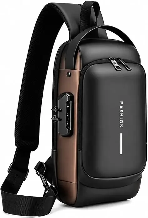 sac bandoulière pour hommes et femmes, sac à dos antivol avec port de charge usb, sac de poitrine imperméable avec serrure à code