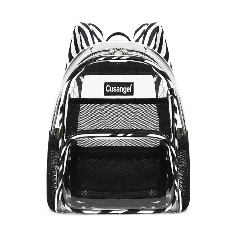 sacs transparents violets de 12 pouces, sac à dos transparent en matériau tpu, sac d'école à la mode pour filles, peut accueillir un ipad de 9.7 pouces