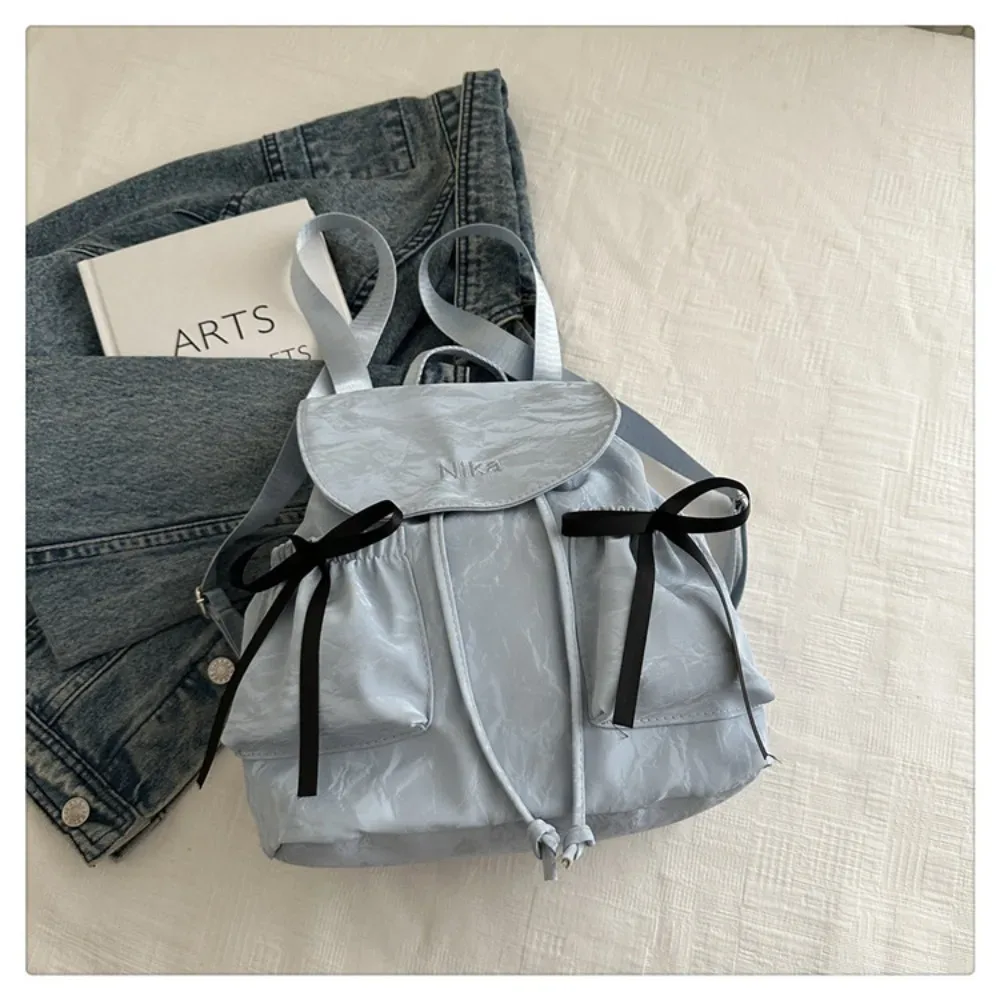 mode mignon noeud femmes sac à dos cordon grande capacité étudiants bookbag couleur unie école sac à dos voyage