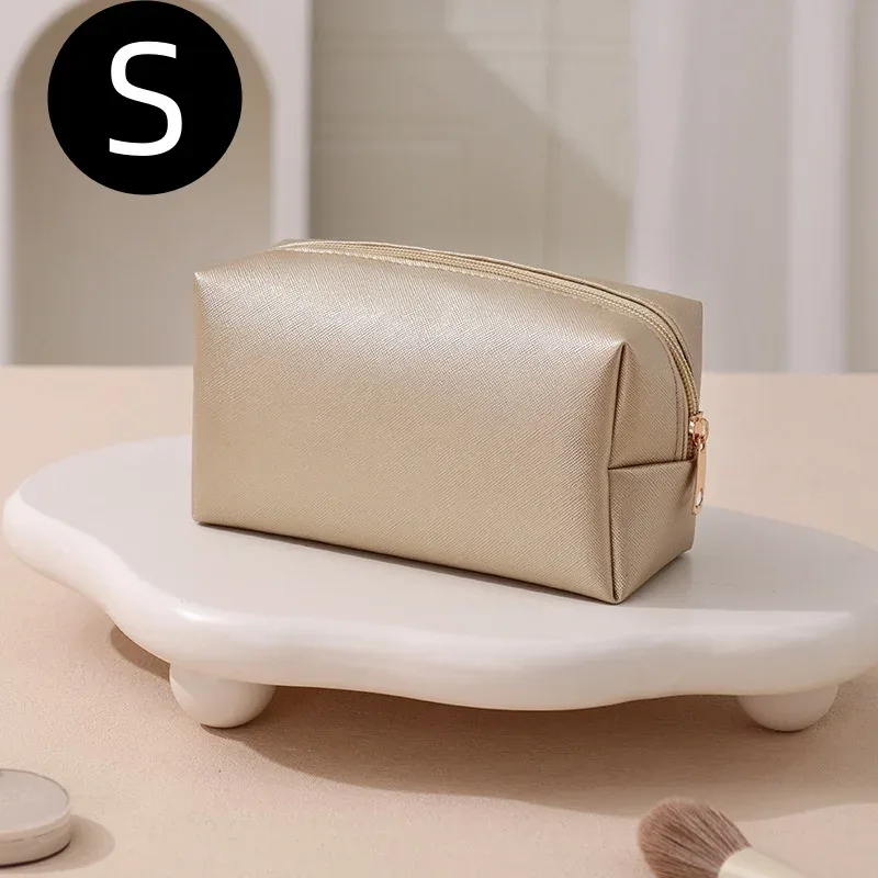 trousse de maquillage en cuir avec logo personnalisé, grande capacité, idéale pour les voyages, disponible en plusieurs couleurs, en cuir pu souple, avec fermeture à glissière, pour femmes (2 tailles).