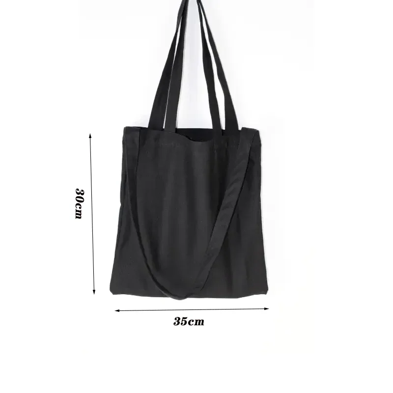 sac à main en toile noire pour étudiant, sac en coton initié unique, grand sac à provisions, poche de ceinture, sac cosmétique, cadeau