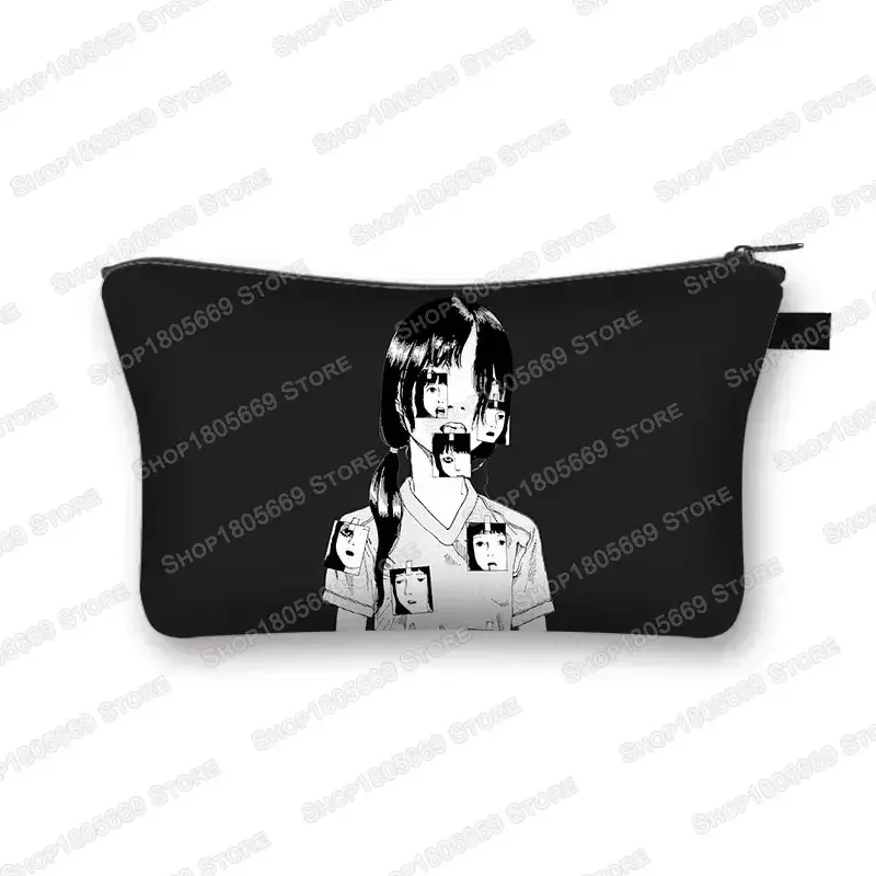 trousse à cosmétiques imprimée manga d'horreur tomie spiralized pour femmes, trousse de maquillage, rouge à lèvres, trousse de toilette, mini sac à main pour filles, trousse à cosmétiques