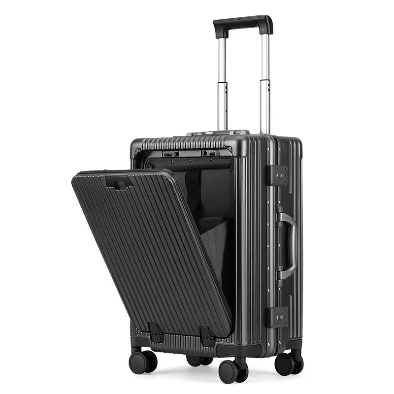 klqdzms bagage multifonctionnel à ouverture frontale 18"20"24 pouces, cadre en aluminium, bagage de cabine durable, valise portable pour ordinateur portable