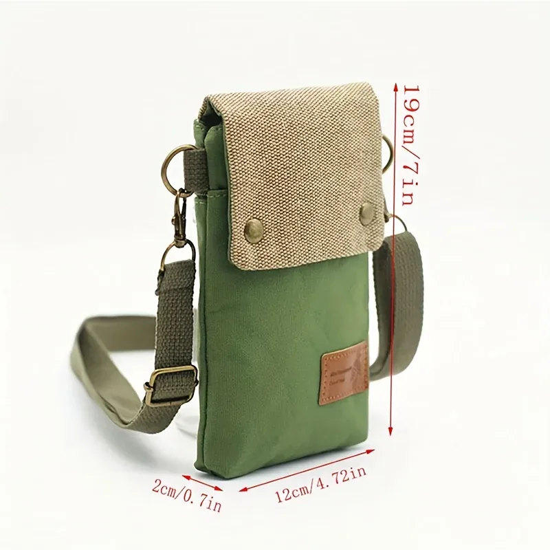 Sac à bandoulière en toile de couleur unie pour téléphone portable, sac en tissu Simple pour femmes, sacoche à la mode, porte-monnaie à bandoulière