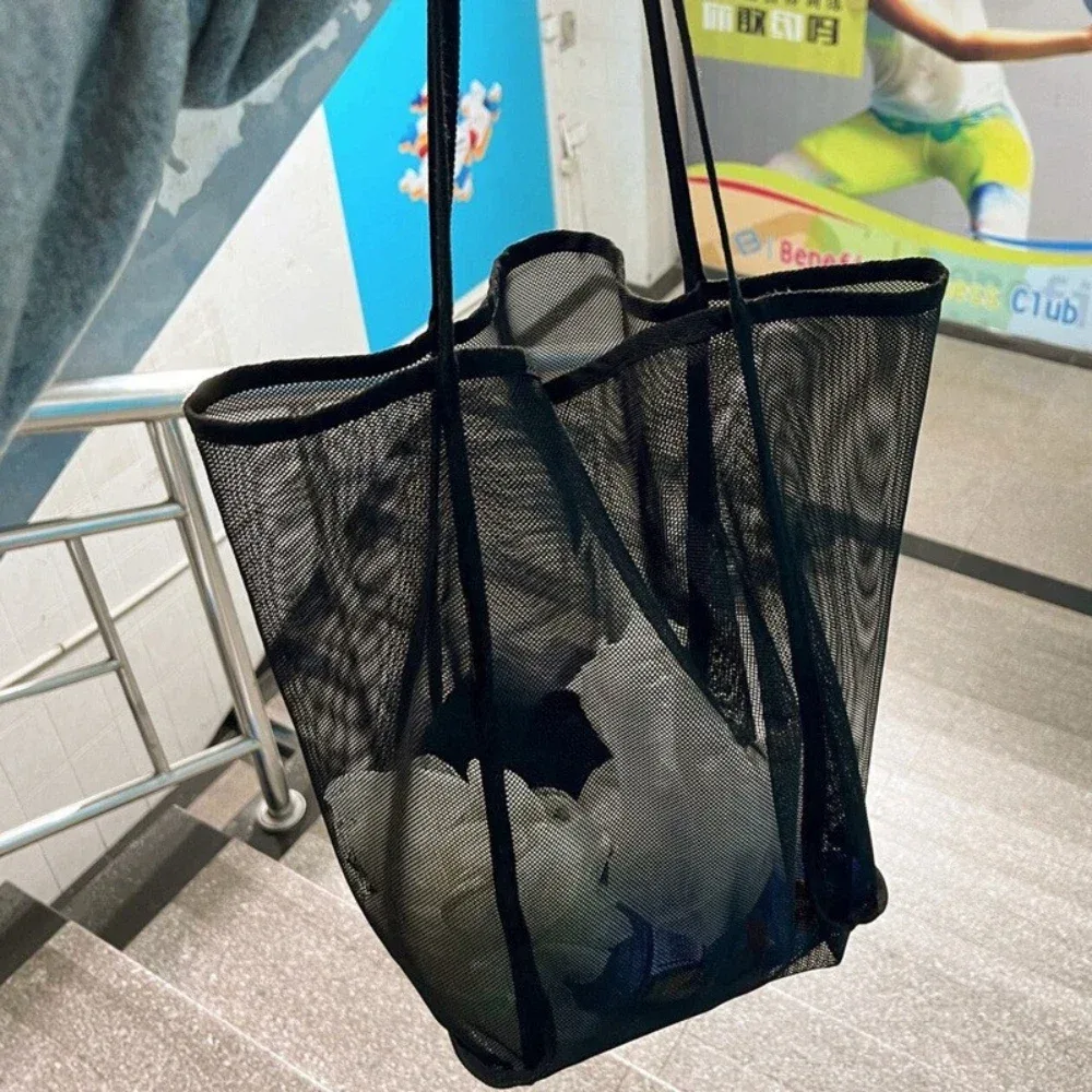 grand sac de plage en maille, léger et respirant, sac à bandoulière pour la piscine, les voyages, les serviettes, les jouets, le shopping