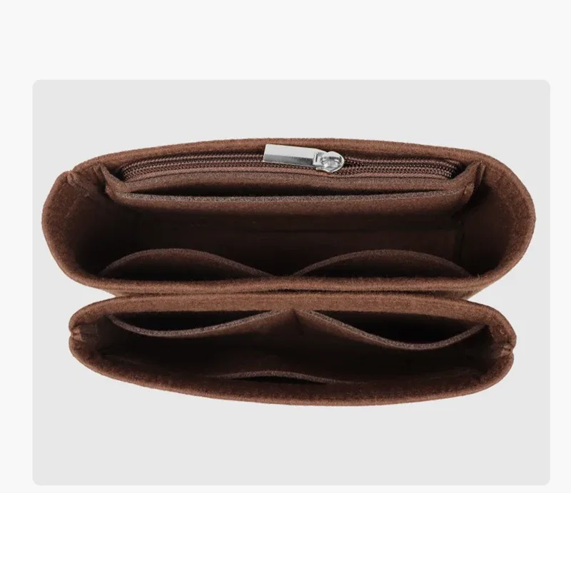 organisateur cosmétiques feutre marron clair voyage sac intérieur maquillage femmes pochette compression boîte transport