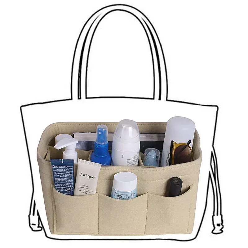 sac à main pour femmes, sacs à cosmétiques et organisateur de maquillage, sac à insérer en feutre pour sac à main, sac intérieur en tissu feutré, convient à diverses sacs de marque