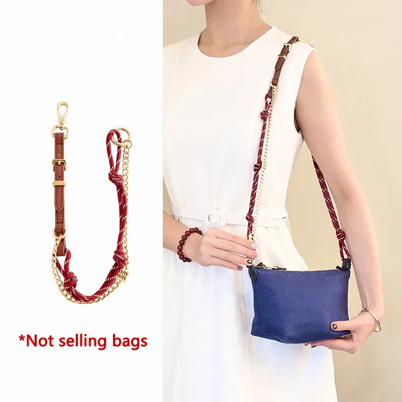 Chaîne Sac Tressée Rouge Blanc Boucles Dorées Accessoire Modification Sacs Porté Diagonale Usage Voyage