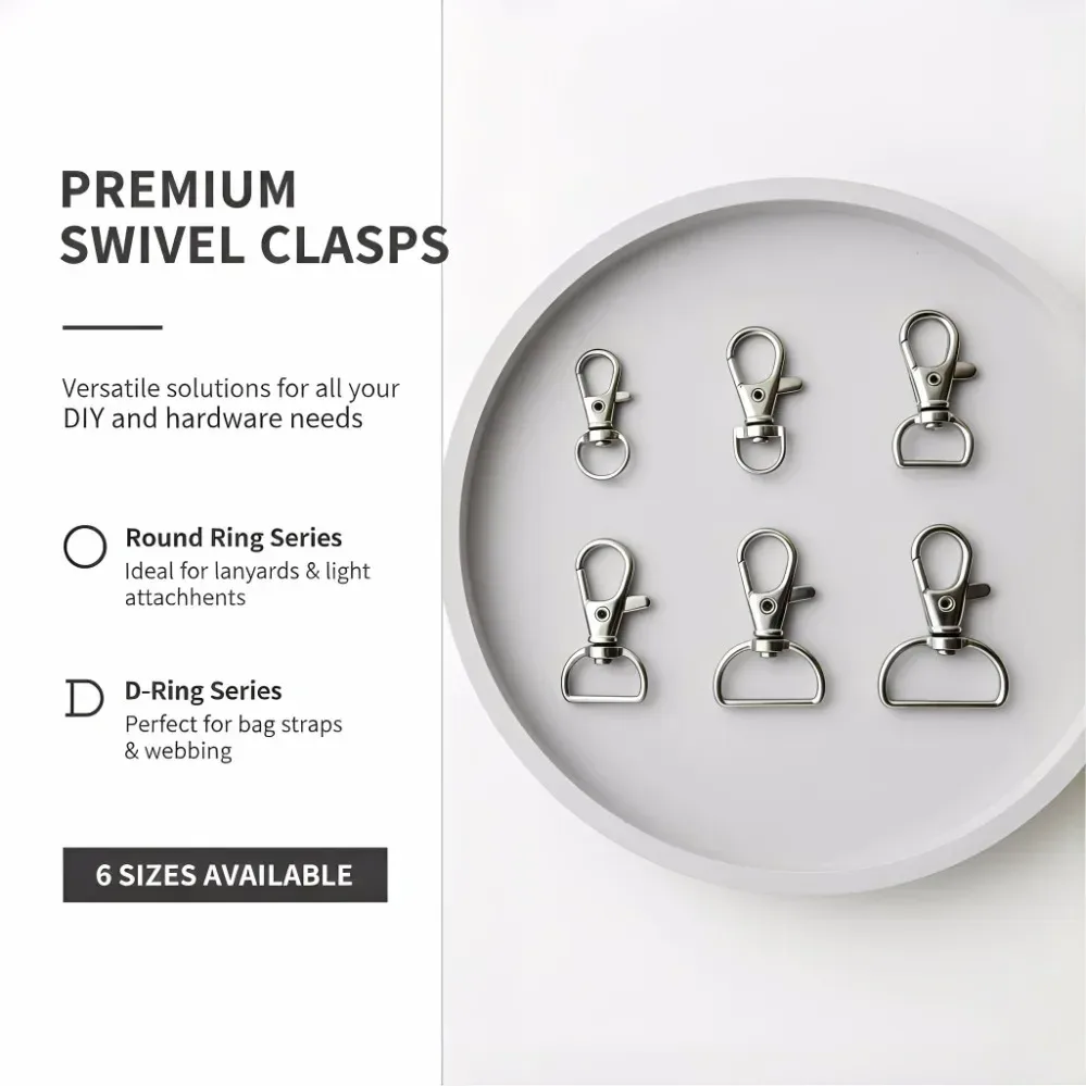 5/50/100pcs mousquetons pivotants, crochets de fixation pour lanières, crochets de porte-clés, fermoirs à griffe de homard en métal pour porte-clés, couture, bijoux et artisanat diy