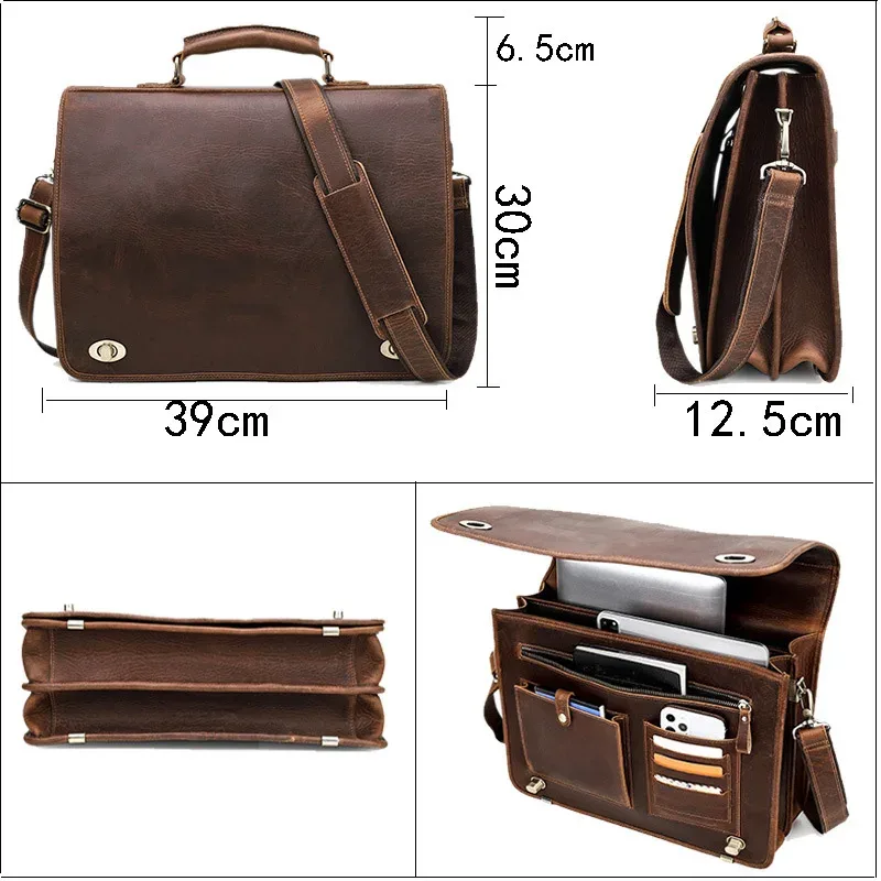 luufan-sac à main en cuir véritable pour ordinateur portable pour homme, sac d'ordinateur pour homme, sacs initiés pour documents a4, fourre-tout décontracté 03, travail