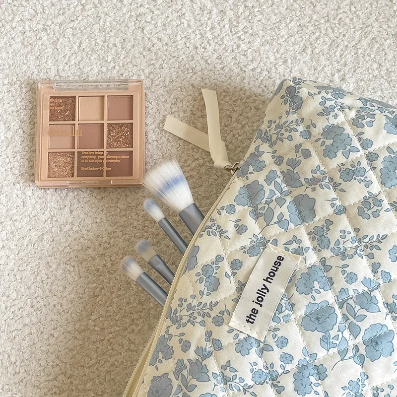 sac fourre-tout en coton matelassé pour femme, sac à main de grande capacité, trousse de maquillage rose vintage, évaluation de voyage cosmétique, mode