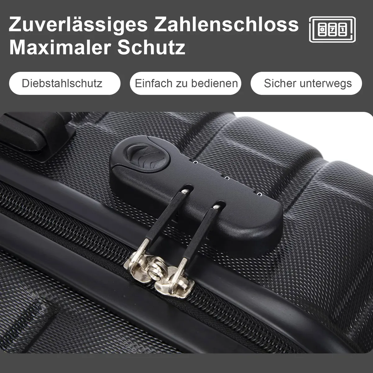 valise yonsly 20/24/28 pouces avec roulettes 360° °     valise trolley à coque rigide noire légère avec 4 roues, serrure à code, poche filet et poignée en caoutchouc pour les voyages d'affaires et les vacances