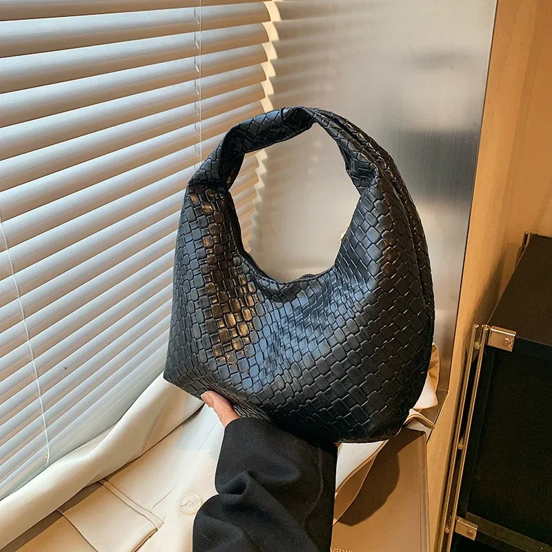 femmes classique mode tissé en relief hobo souple en cuir pu petit sac à bandoulière à poignée supérieure décontracté sacs à main quotidiens