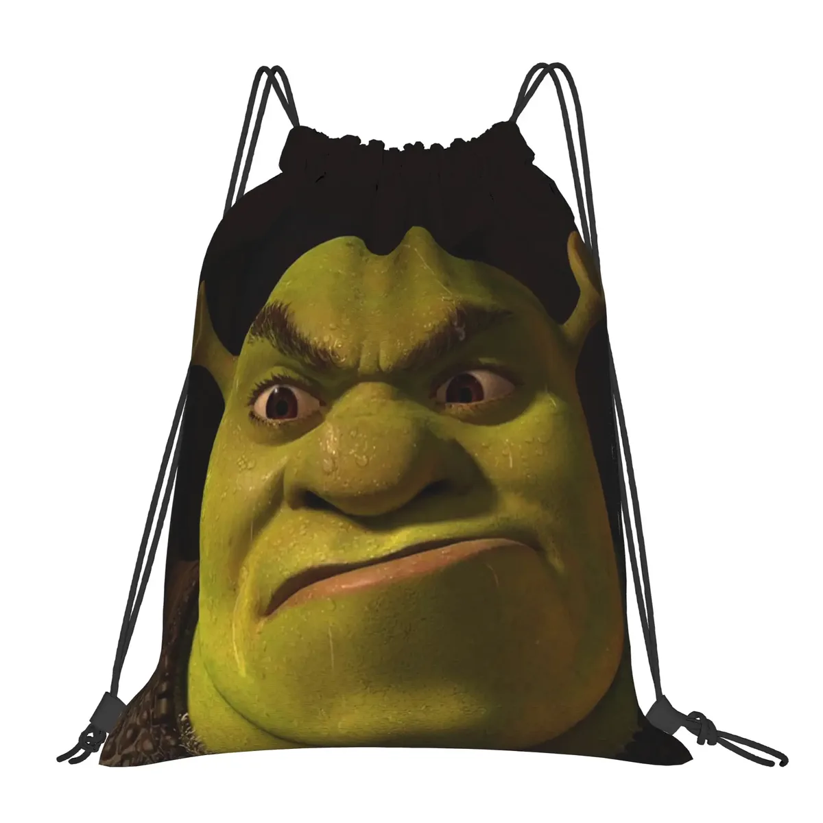 sac à dos à cordon shreks memes, sac de sport résistant à l'eau, sac à cordon avec visage drôle d'anime pour le yoga, 36 cm (largeur) x 43 cm (hauteur)