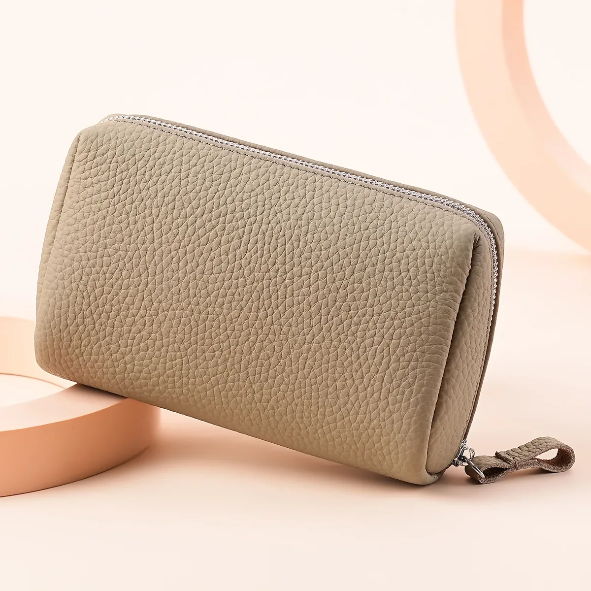 trousse de toilette de voyage en cuir pour femme, mini pochette cosmétique avec 3 compartiments, trousse de maquillage facile à nettoyer pour sac à main