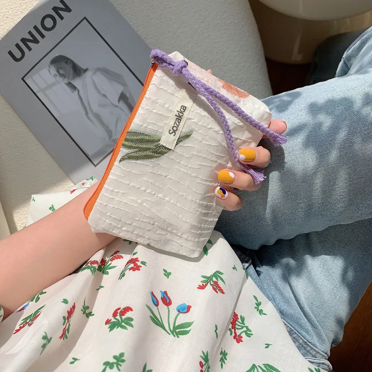 kawaii – porte-monnaie de voyage à fleurs, petit sac de rangement pour cosmétiques, rouge à lèvres, sacs à main de maquillage mignons pour femmes, portefeuille, pochette de rangement, sacs pour cartes
