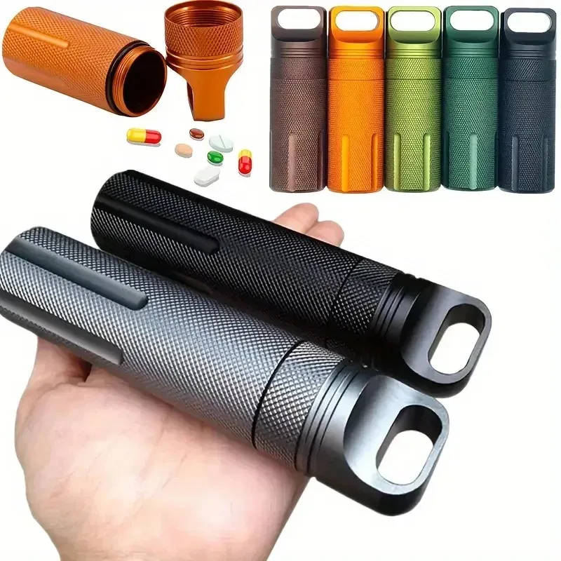 Organisateur Transport Métal Noir Vert Foncé Orange Compact Portable Pilules Médicaments Conteneur Rangement Extérieur Sacoche