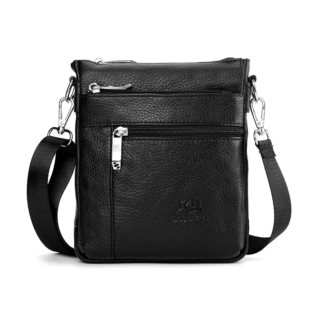 sac à bandoulière simple en cuir véritable pour hommes, sac à bandoulière d'affaires décontracté, sacoche en cuir de haute qualité pour hommes