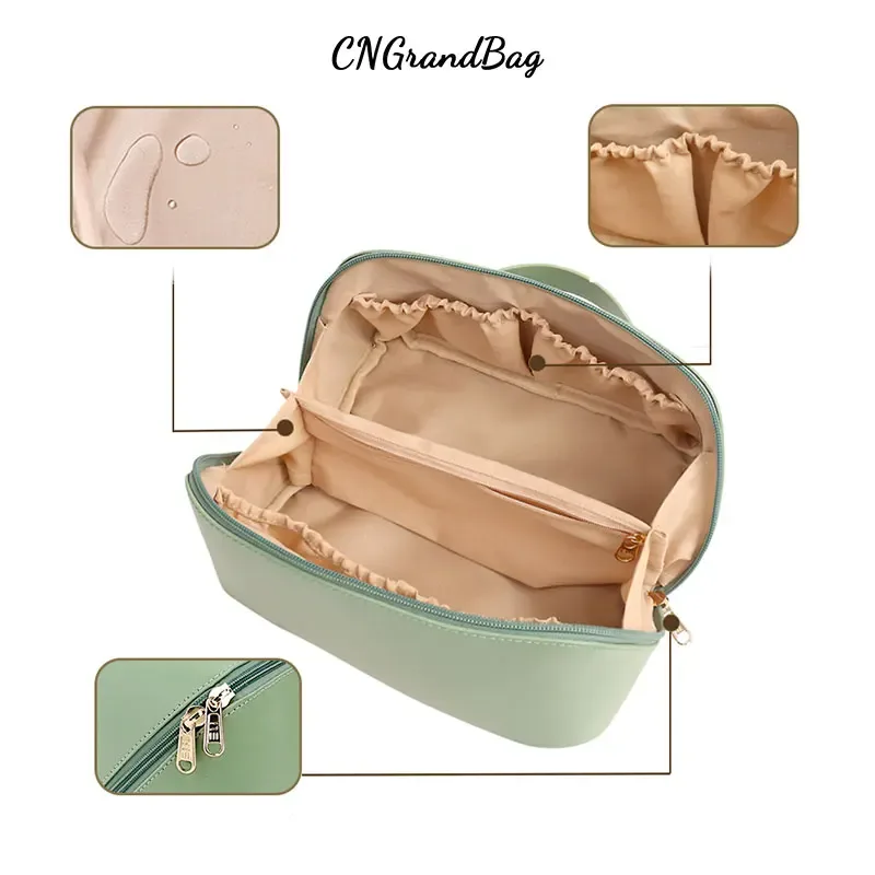 sac de maquillage portable en forme d'oreiller grande capacité avec lettres personnalisées, sac de rangement étanche pour femmes, sac de voyage pour cosmétiques