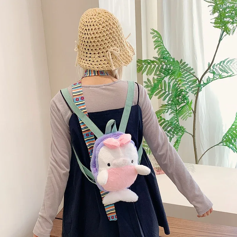 sac à dos en peluche de grande capacité pour enfants, sac à beurre, sac à dos initié, dessin animé, animal marin, mignon, personnalité de la mode, drôle