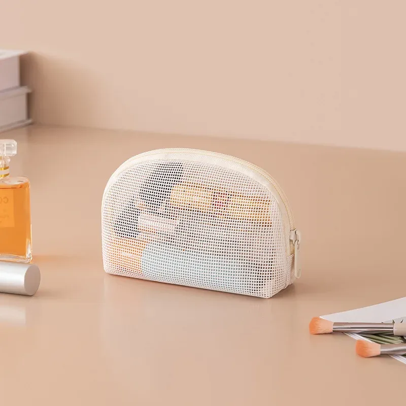 ensemble de trousses de maquillage en maille respirante 3 pièces, organiseur de toilette portable de voyage, rangement cosmétique étanche pour femmes et filles