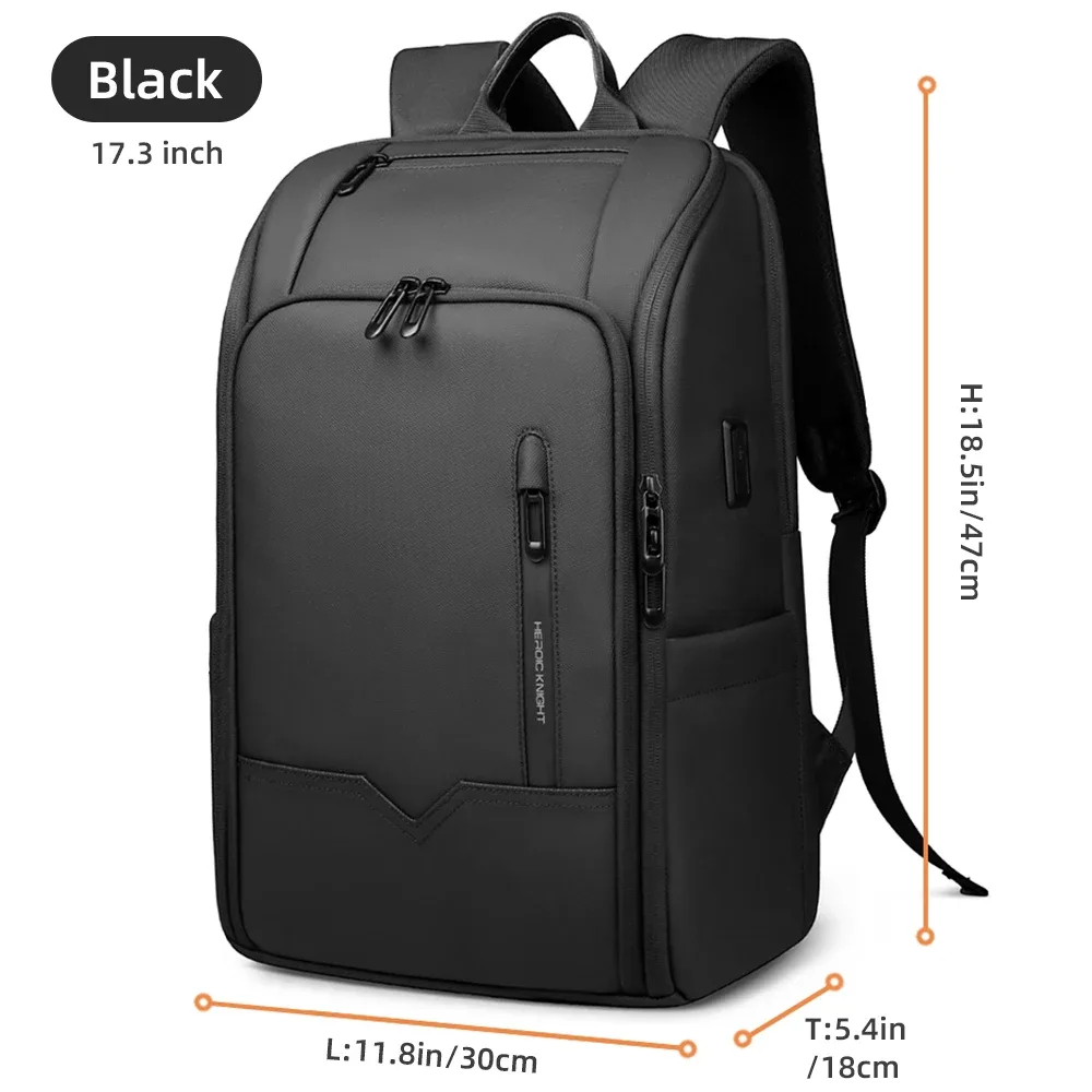 sac à dos d'affaires heroic knight pour ordinateur portable de 15,6 pouces, grand sac à dos de voyage étanche pour homme, sac à dos minimaliste pour les trajets au bureau, mochila avec usb