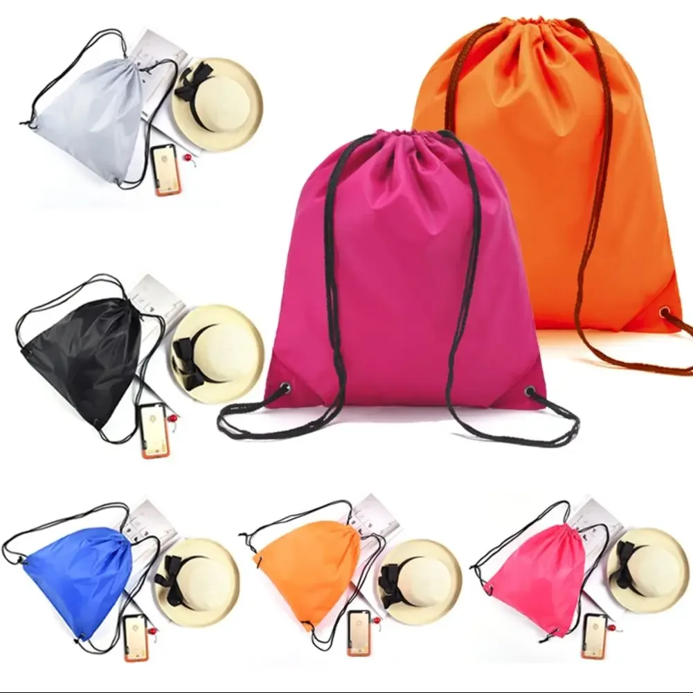 sac de sport oxford portable 210d, sacs à cordon en nylon, sac à dos d'équitation avec ceinture, sac à chaussures à cordon de serrage pour vêtements, vente en gros