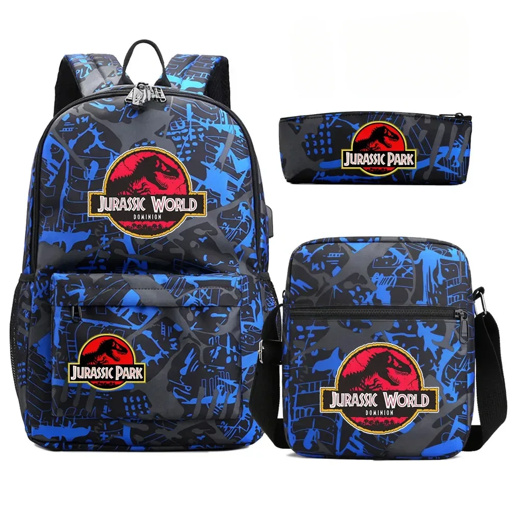 sac à dos de voyage avec serrure antivol usb pour garçon et fille, cartable pour livre d'école pour enfants, sac à stylo, 3 pièces