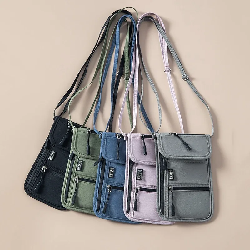 portefeuille de cou personnel anti-rfid, porte-passeport de voyage, pochette de cou discrète, organisateur super léger avec sangle réglable
