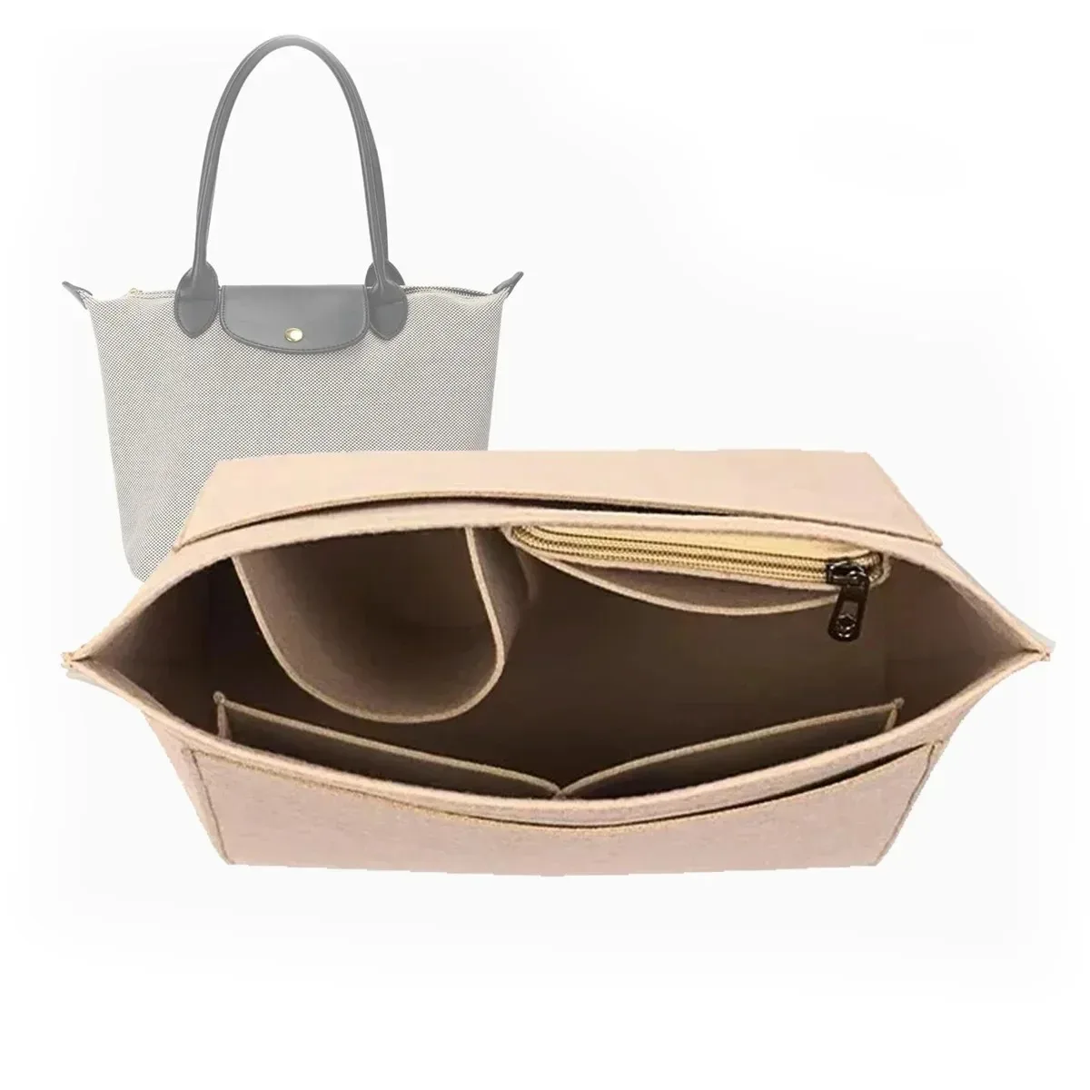 organisateur de sac à main, organisateur de sac à main en feutre multi-poches, organisateur de sac fourre-tout pliant pour insérer l'organisateur de portefeuille pour sac à main