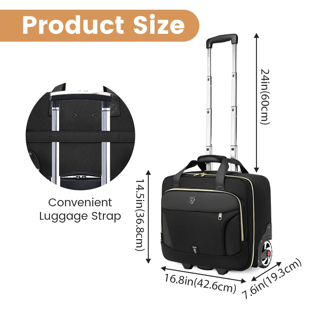 porte-documents roulant de 18 pouces, mallette pour ordinateur portable de grande capacité, sac à bagages à roulettes adapté aux voyages d'affaires et au travail, étanche