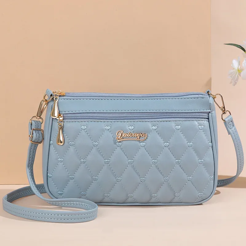 sacs à bandoulière en cuir pu avec fermeture éclair pour femme, petit sac à main, sac à main, grande capacité, fil à broder, initié à la mode, nouveau