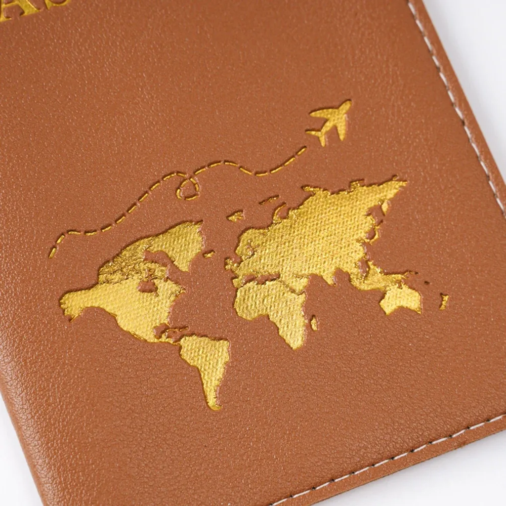 couverture de passeport personnalisée avec nom et initiales, carte du monde dorée, porte-passeport personnalisé, nouveaux accessoires de voyage pour femmes et hommes