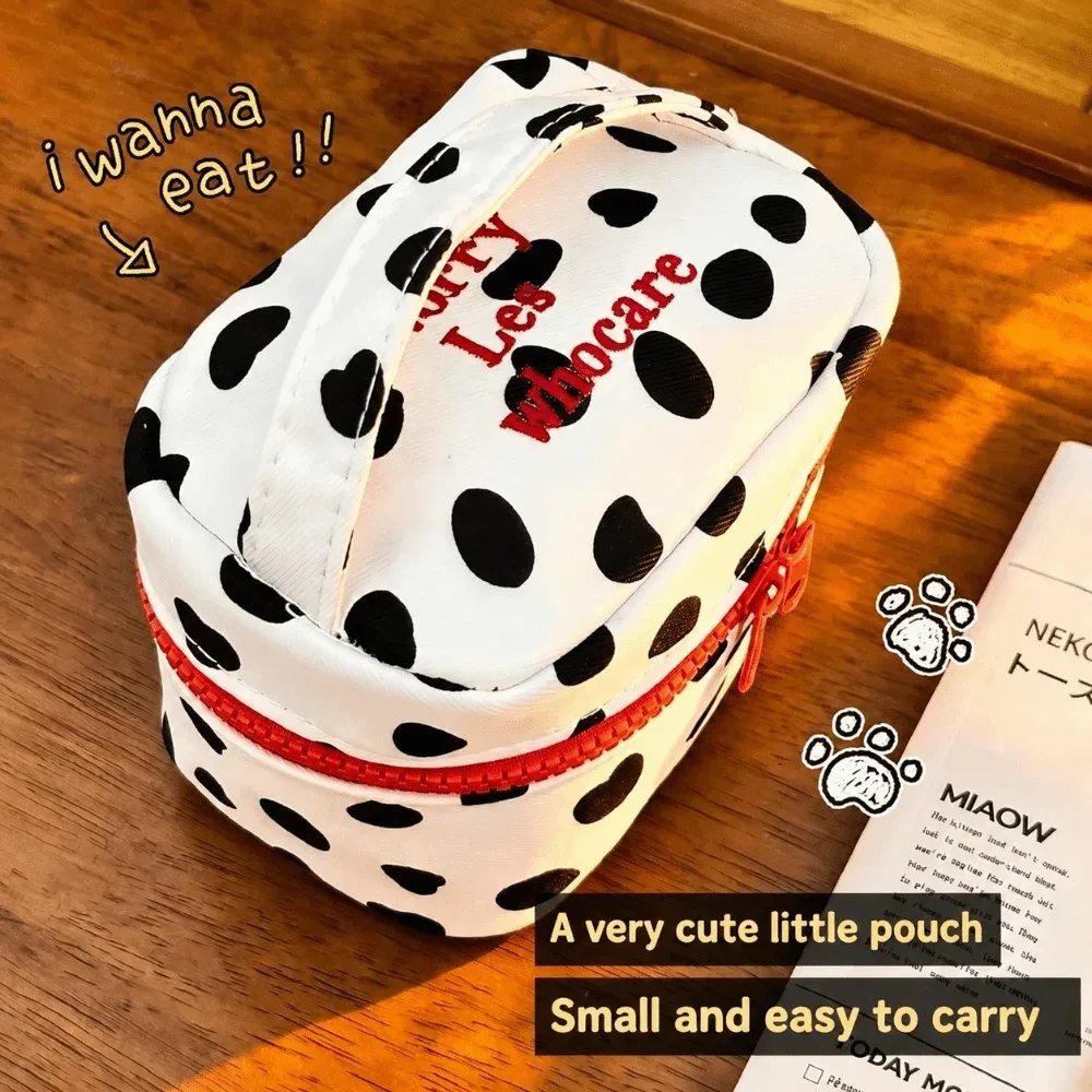 sac de maquillage multifonctionnel à pois, design à fermeture éclair, petite pochette cosmétique, sac à main pour femmes et filles
