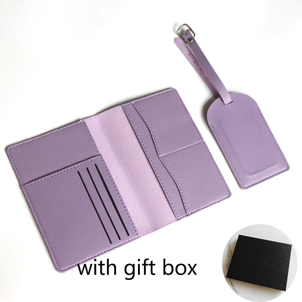 porte-passeport avec initiales personnalisées, ensemble d'étiquettes de valise de luxe, nom personnalisé, logo, cadeau, ensemble d'accessoires de voyage légers avec boîte