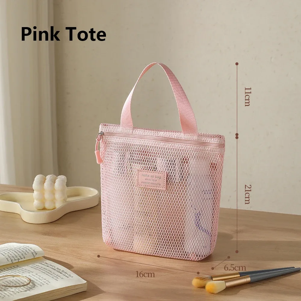 petit sac de rangement de maquillage transparent en maille, oreiller, rouges à lèvres, sac de toilette cosmétique, pochette de grande capacité, mini sac de rangement pour femmes, pochette