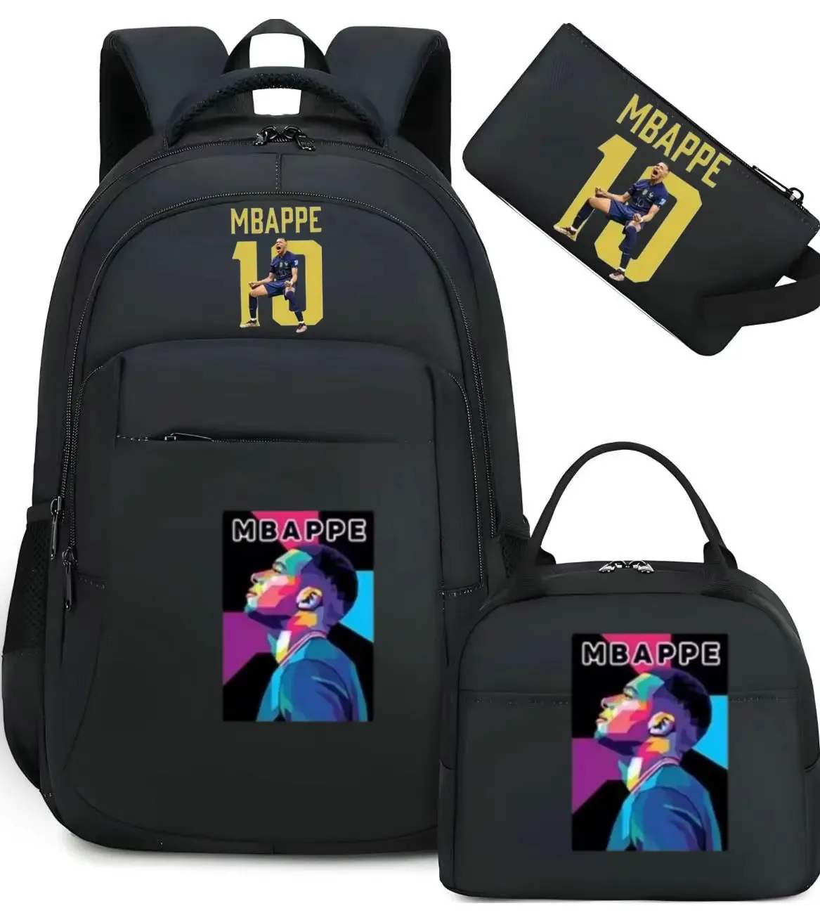 sac à dos m-mbappe camouflage 3 pièces, sacs d'école pour ordinateur portable, pour garçons et filles, sacs de voyage décontractés pour femmes et hommes, mochila