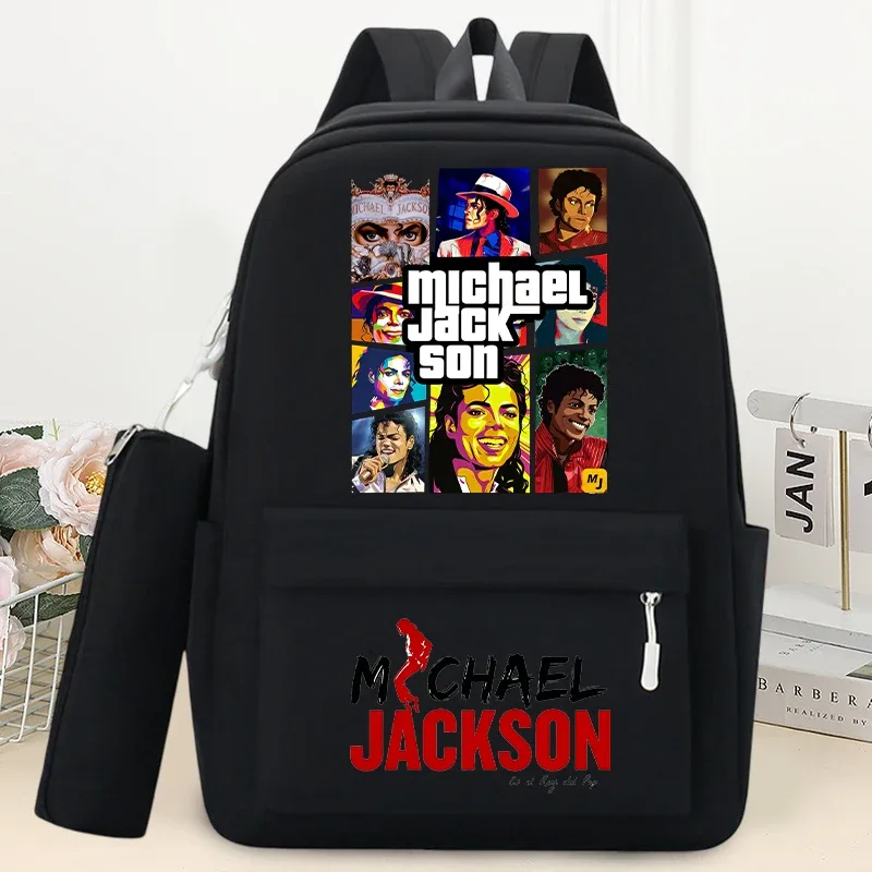 sac à dos king of pop michael jackson avec trousse à crayons, sac à dos à la mode imprimé anime, sacs à dos de rangement pour livres et papeterie pour étudiants