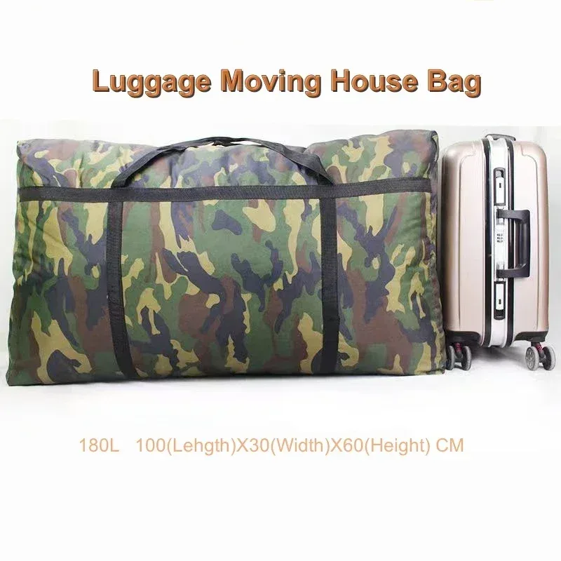 sac voyage polochon tissu oxford camouflage vert marron format rectangulaire grande taille poignées noires usage voyage robuste