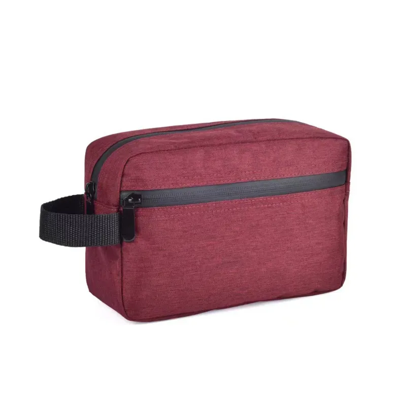 sac à cosmétiques en toile décontracté avec poignée en cuir, sac de voyage pour hommes, lavage, rasage, femmes, rangement de toilette, sac de rangement étanche