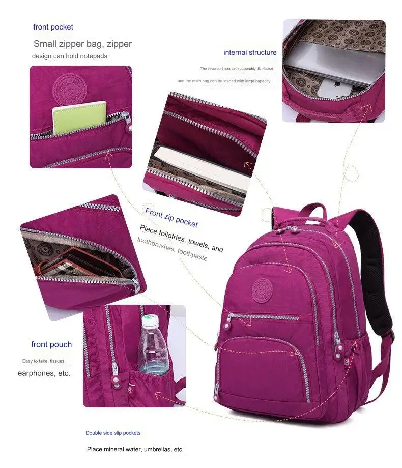 tegaote – sac à dos d'école pour adolescentes et garçons, sac à dos de voyage pour femmes, en nylon, étanche, pour ordinateur portable, unisexe, 2024