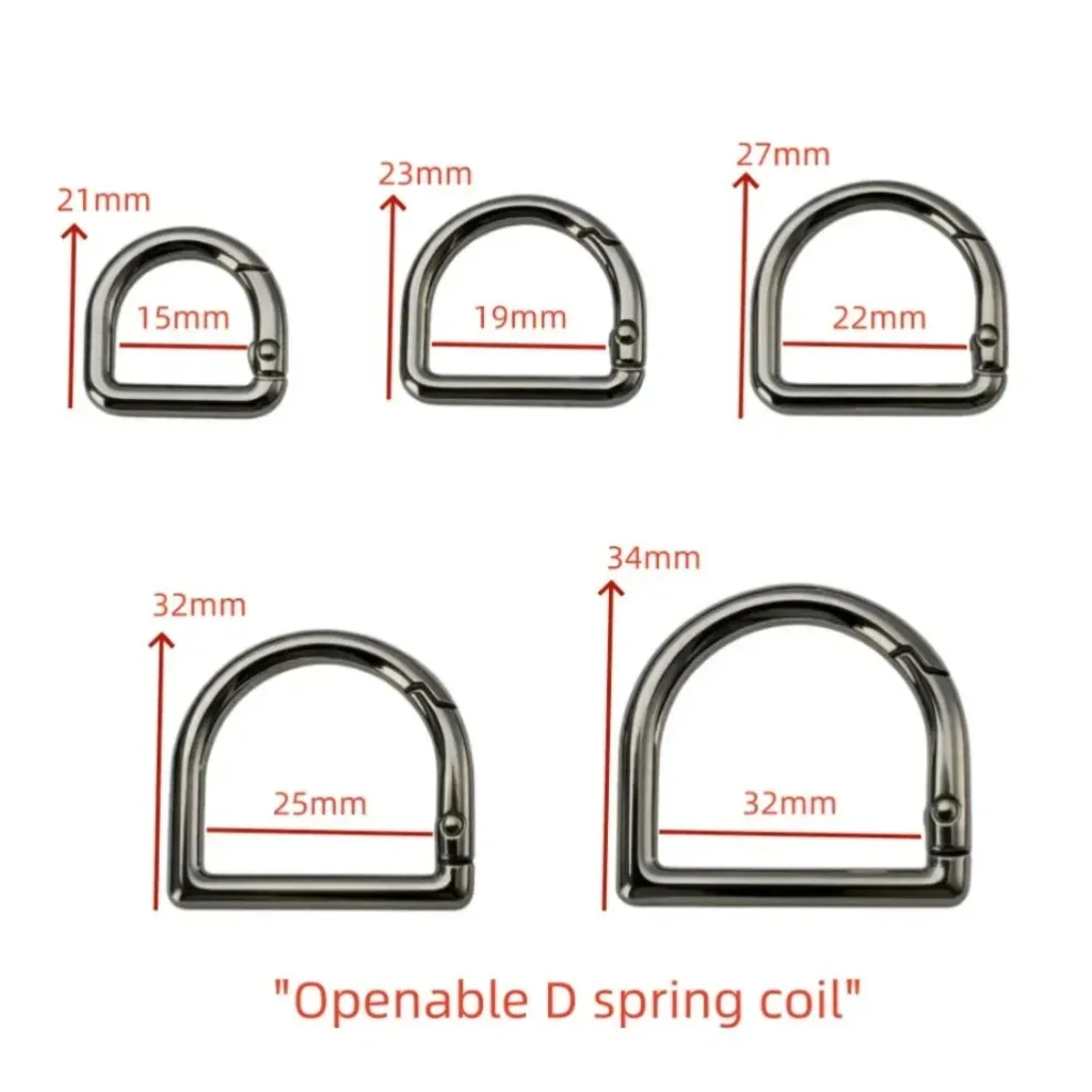 5-10 pièces mousqueton à ressort en forme de d, ouvrable, pour sacs en cuir, sacs à main, sangles, porte-clés, pendentifs, chaînes pour chiens, fermoir à clip