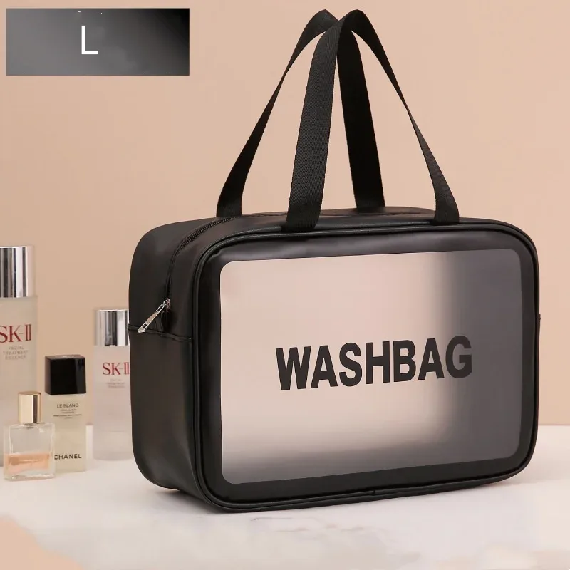 sac à cosmétiques portable de grande capacité, anti-poussière, sacs de rangement pour maquillage, sacs de voyage transparents en pvc à la mode
