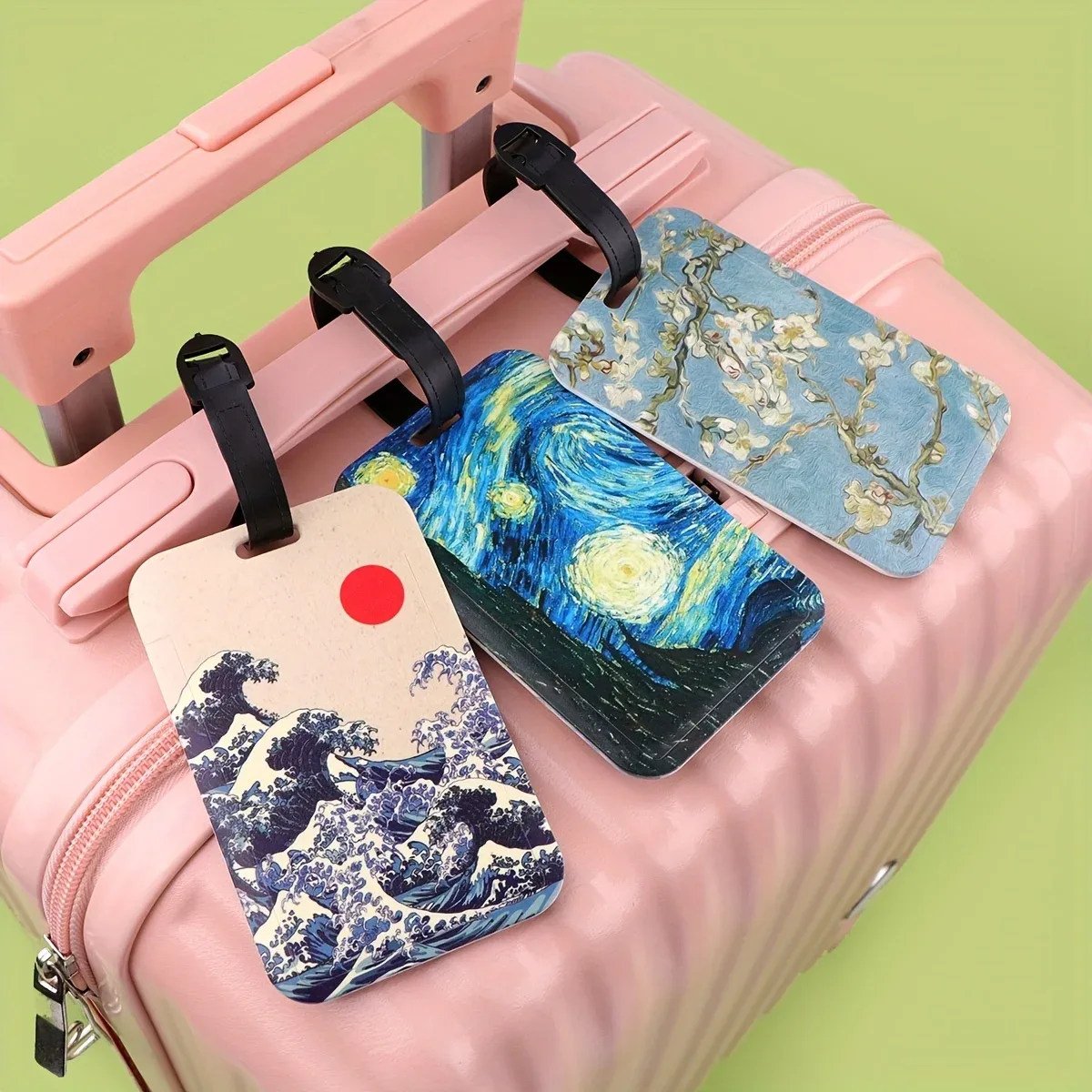 étiquettes à bagages créatives inspirées de l'art de van gogh, l'accessoire de voyage parfait. comprend une étiquette d'identification portable adaptée à votre bagage.