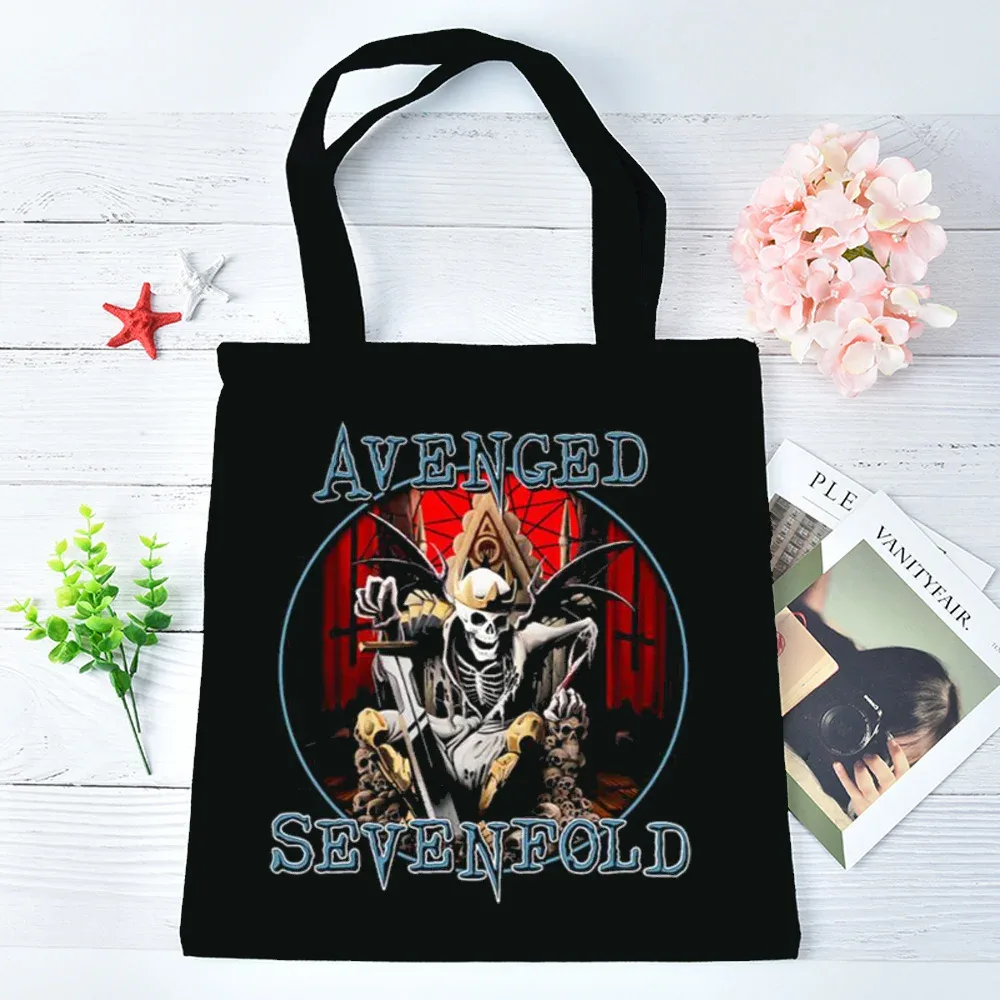 sac fourre-tout avenged sevenfold réutilisable personnalisable, sac à bandoulière, cabas pliable pour femme