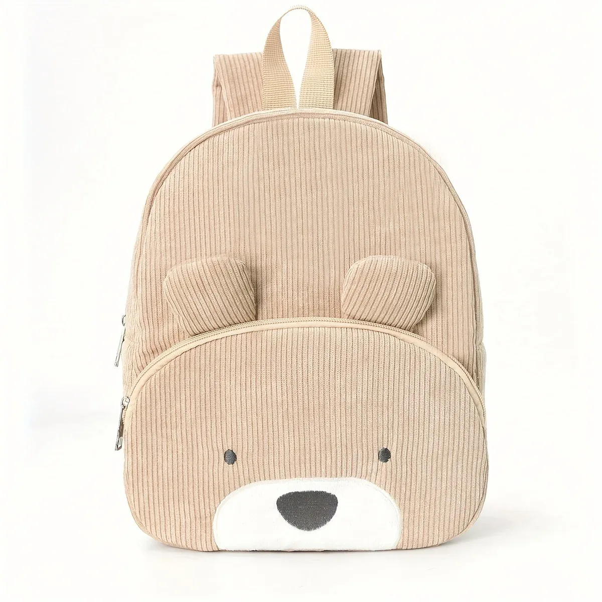 sac à dos personnalisé pour tout-petit avec nom brodé, motif ours de dessin animé, en velours côtelé, grande capacité, sac en peluche