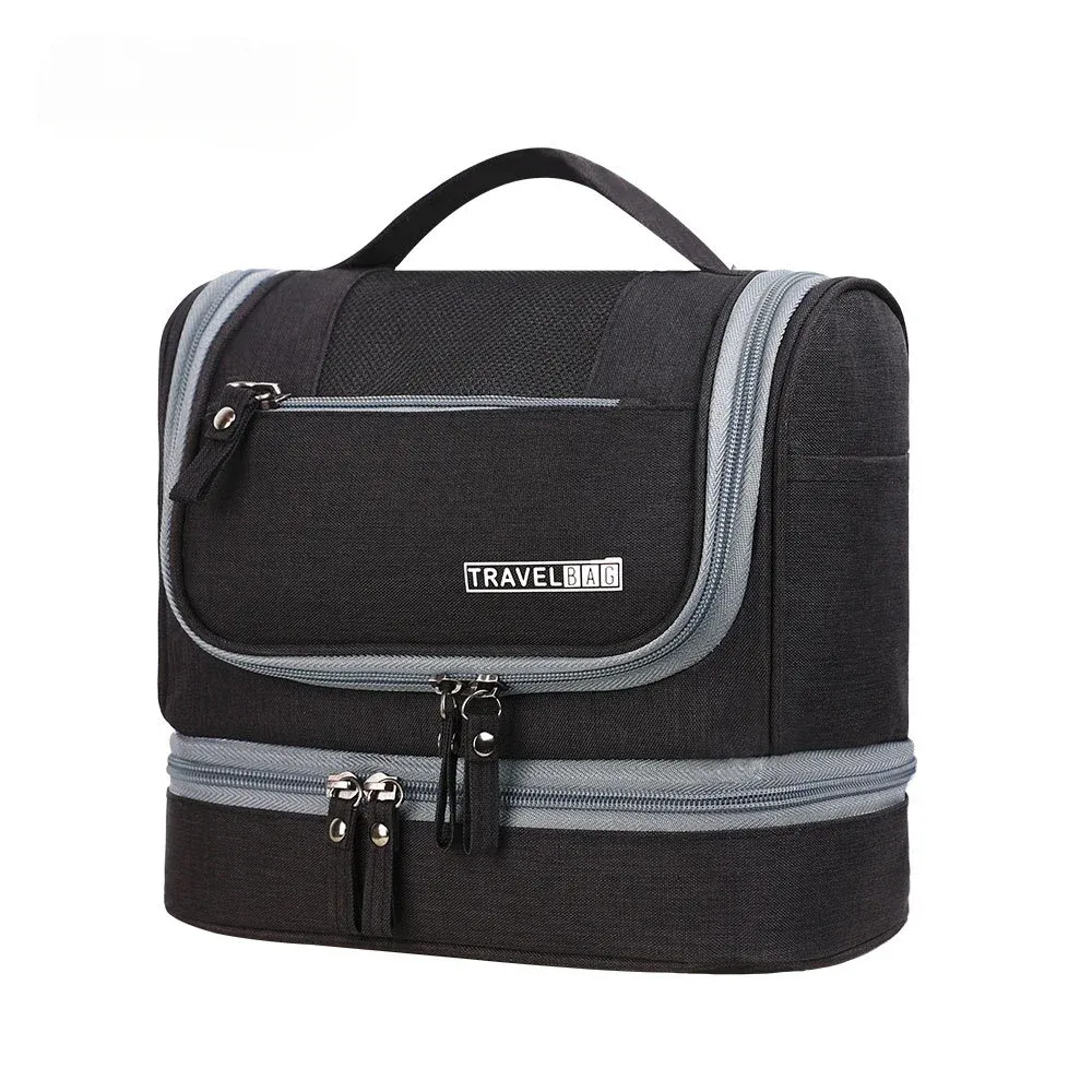 trousse de toilette de voyage à séparation humide/sèche avec crochet, grande capacité, organisateur cosmétique suspendu pour hommes et femmes, sac de lavage portable