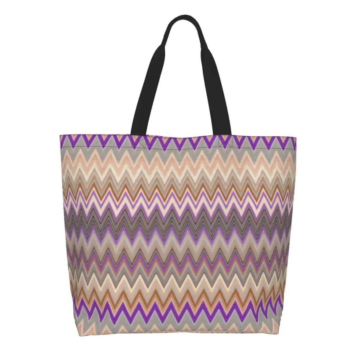 sac fourre-tout personnalisé coloré à motif zig-zag pour la maison, sac de courses en toile bohème géométrique à motif zig-zag, sac à bandoulière pour les courses