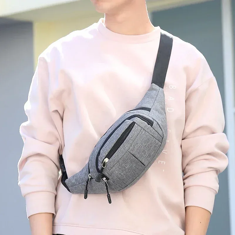 sac de poitrine étanche pour hommes, sac de sport de plein air, pochette en toile, sac de taille de style coréen, pochette banane à bandoulière